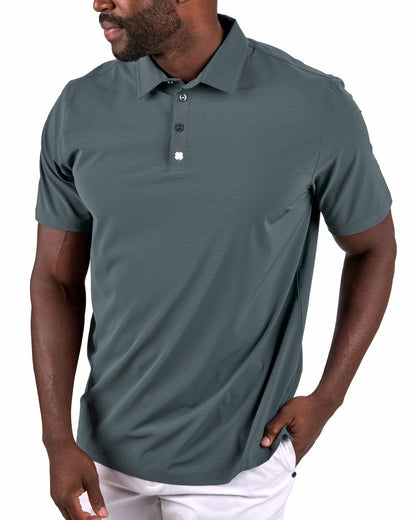 Men's Dark Grey Mesh Performance Polo for Golf or Business