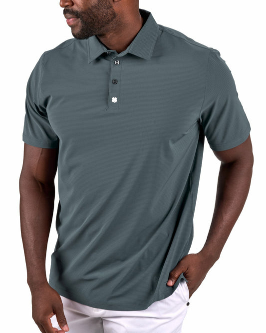 Men's Dark Grey Mesh Performance Polo for Golf or Business