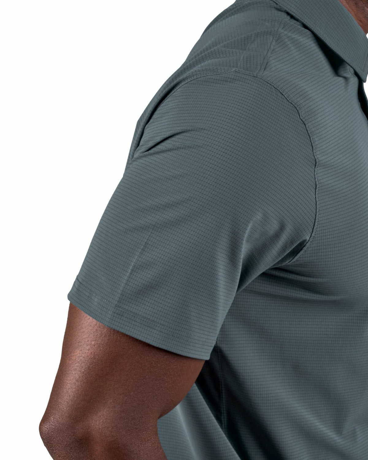 Men's Dark Grey Mesh Performance Polo for Golf or Business