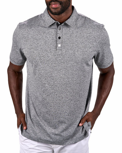 Men's Breathable Black Performance Polo for Golf or Business