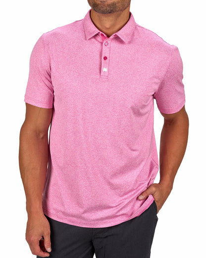 Men's Breathable Pink Performance Polo for Golf or Business