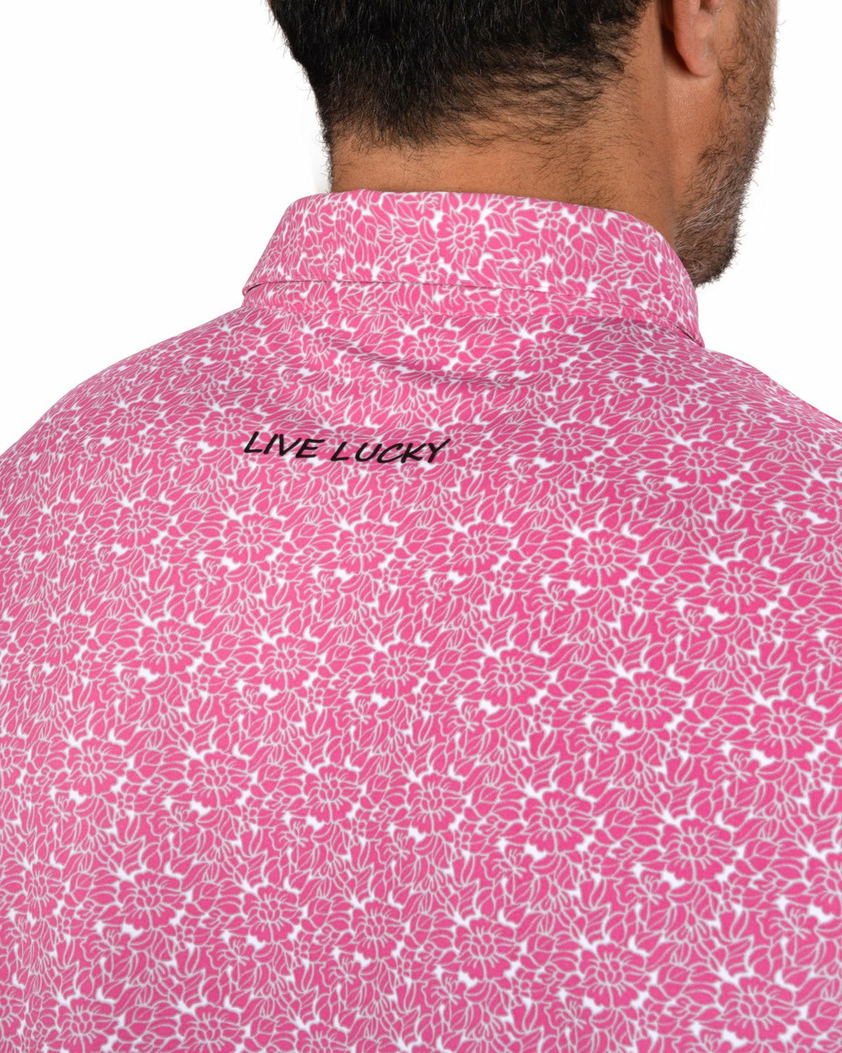 Men's Stylish Floral Pink Polo for Golf or Business