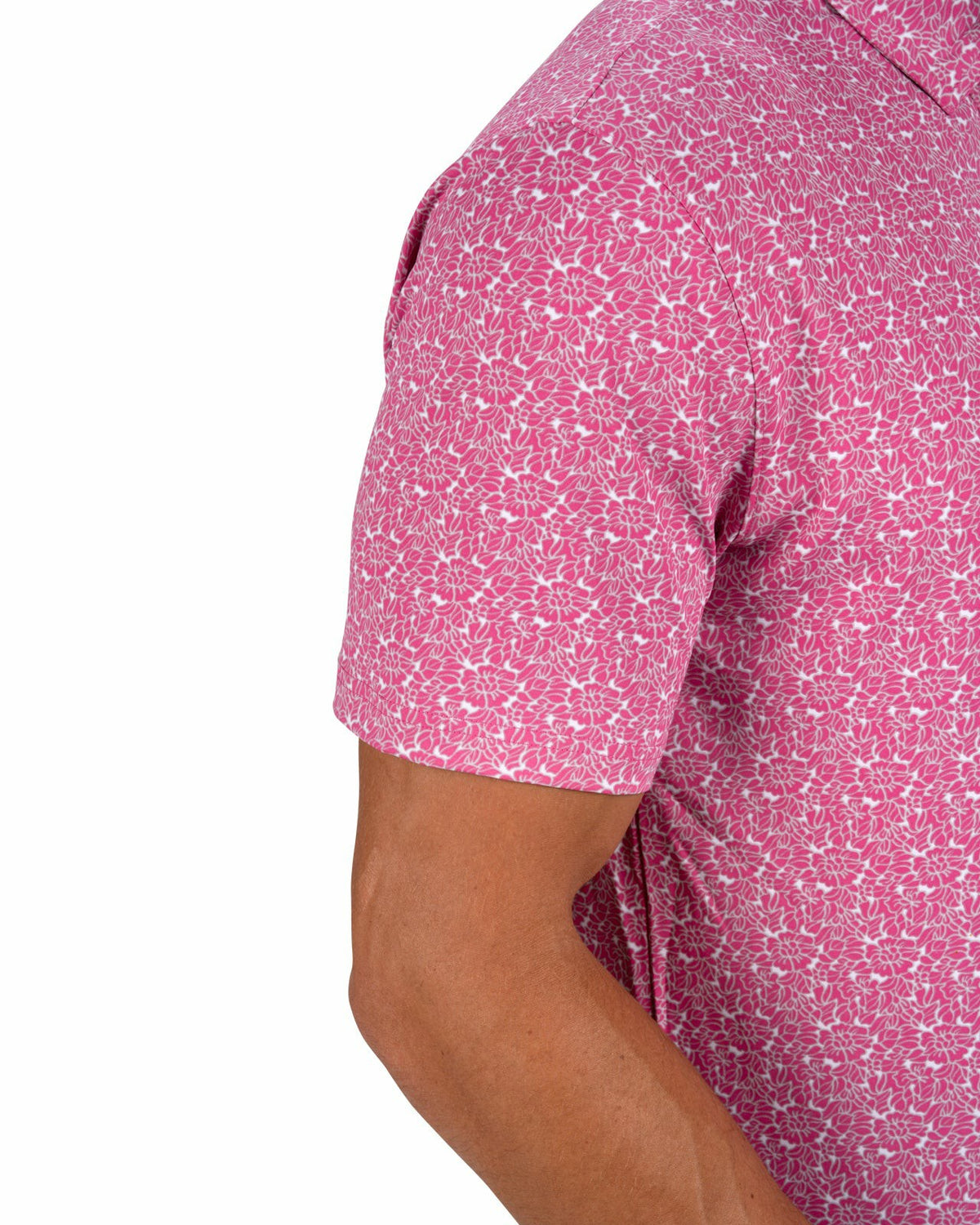 Men's Stylish Floral Pink Polo for Golf or Business