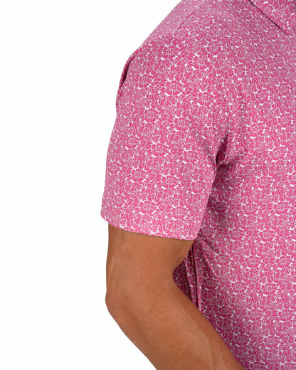 Men's Stylish Floral Pink Polo for Golf or Business