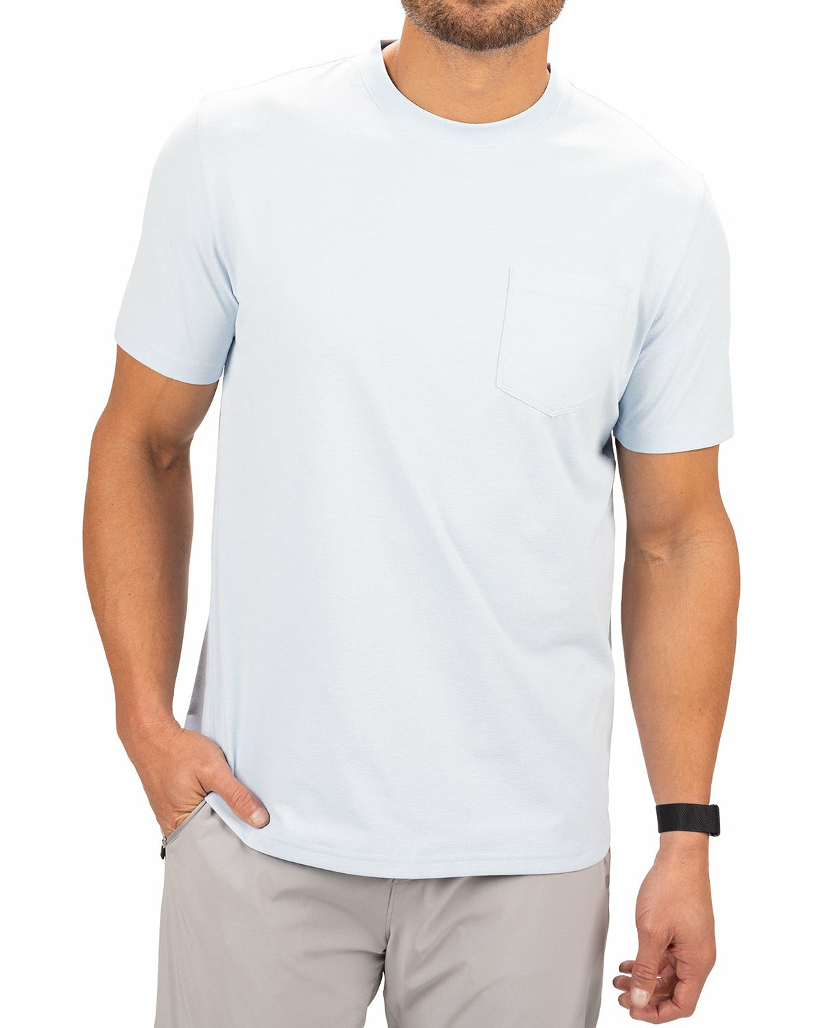 Poly Slub Stretch Short Sleeve Light Blue T-Shirt