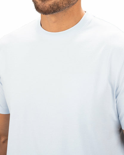 Poly Slub Stretch Short Sleeve Light Blue T-Shirt
