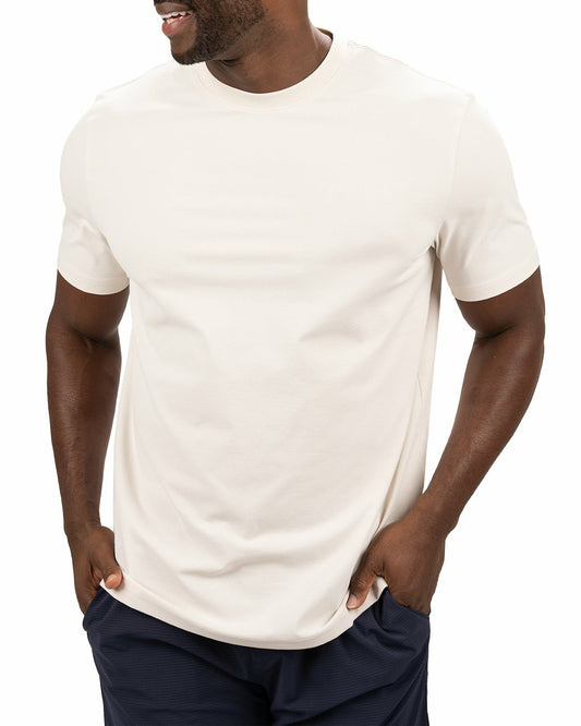 Poly Slub Stretch Short Sleeve Cream T-Shirt