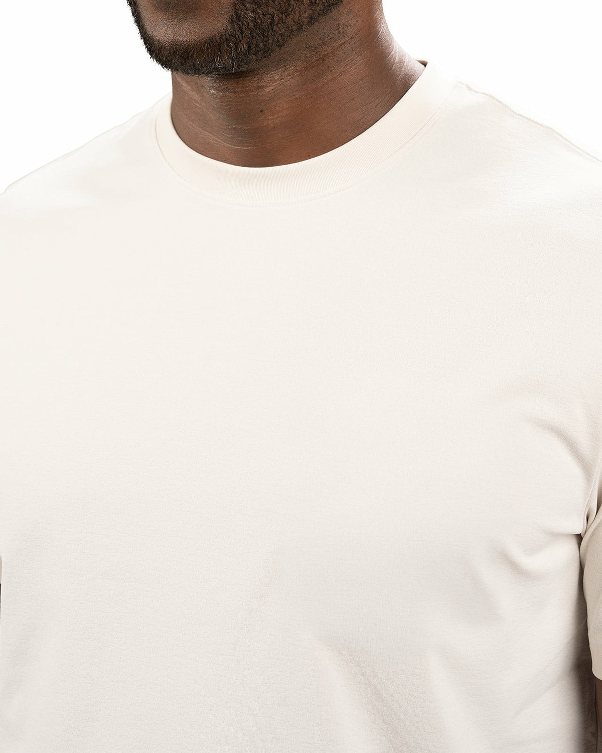 Poly Slub Stretch Short Sleeve Cream T-Shirt