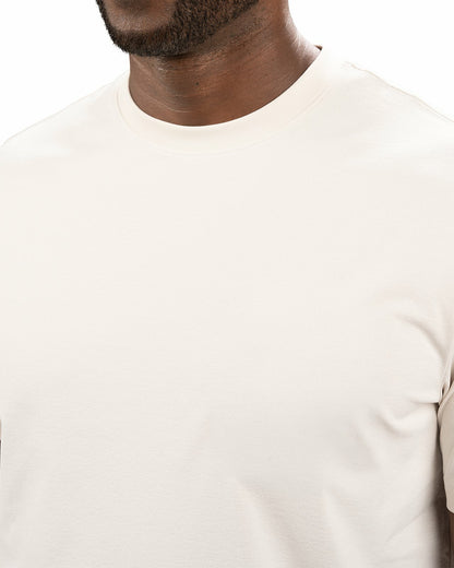 Poly Slub Stretch Short Sleeve Cream T-Shirt