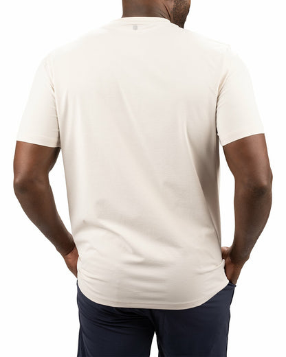 Poly Slub Stretch Short Sleeve Cream T-Shirt
