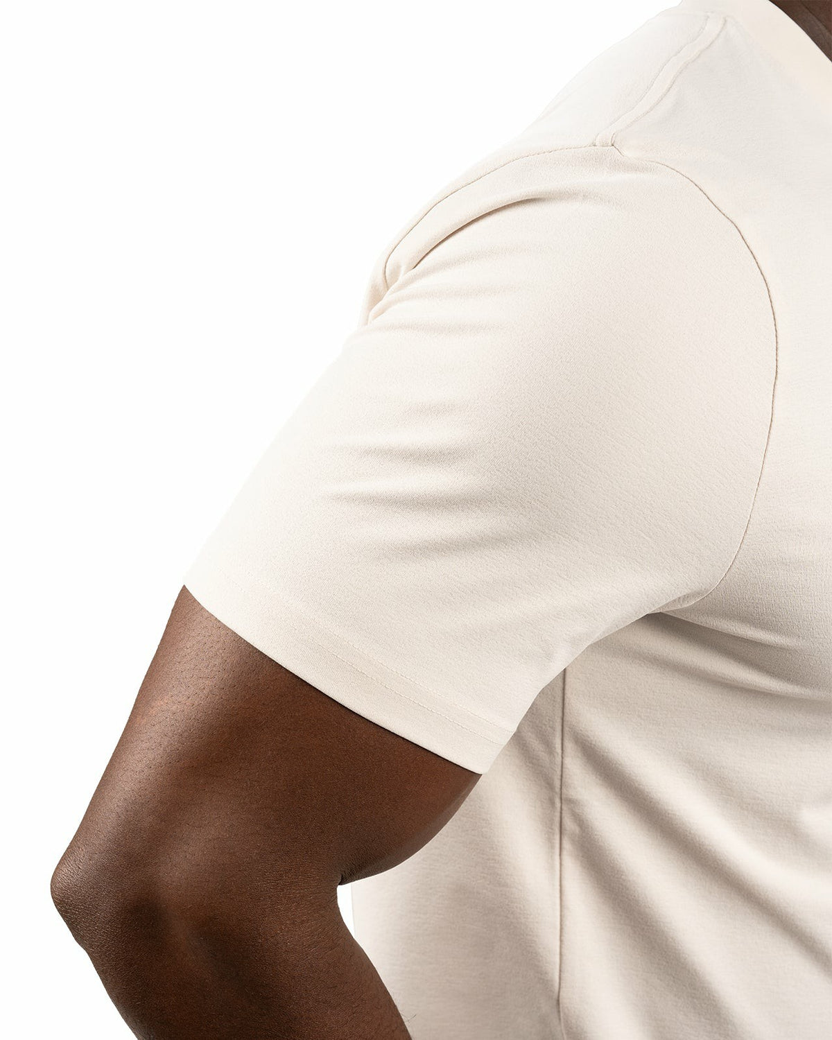 Poly Slub Stretch Short Sleeve Cream T-Shirt