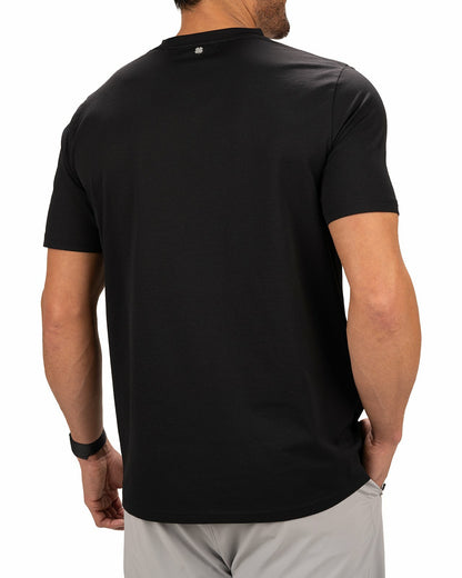 Poly Slub Stretch Short Sleeve Black T-Shirt