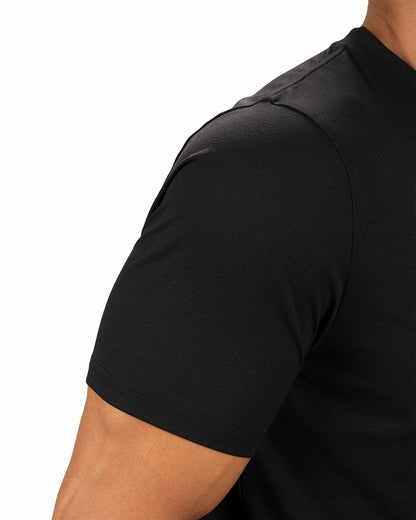 Poly Slub Stretch Short Sleeve Black T-Shirt