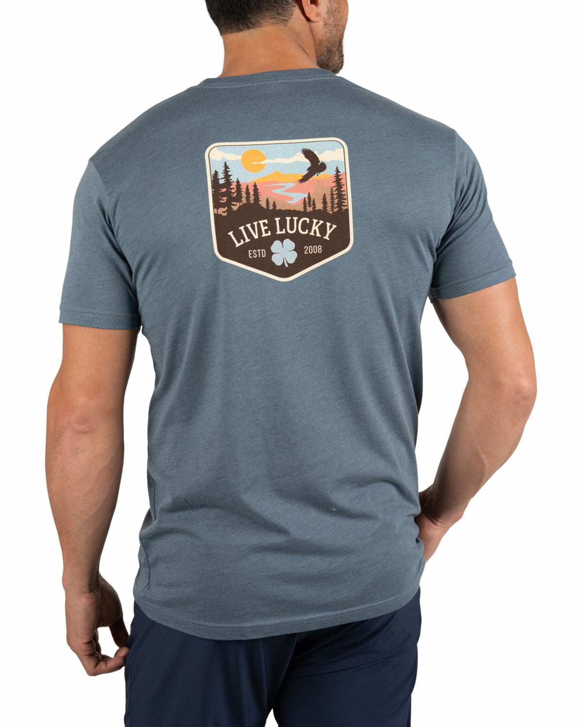 Retro Western Men's Blue Graphic Tee