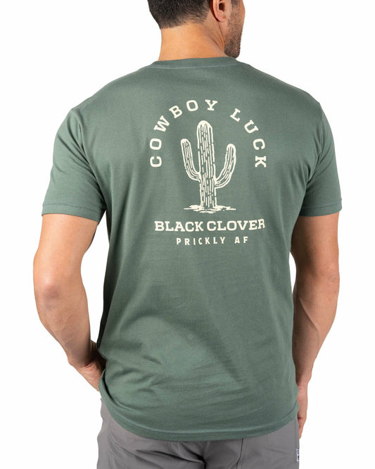 Retro Western Men's Green Graphic Tee with Cactus
