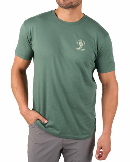 Retro Western Men's Green Graphic Tee with Cactus