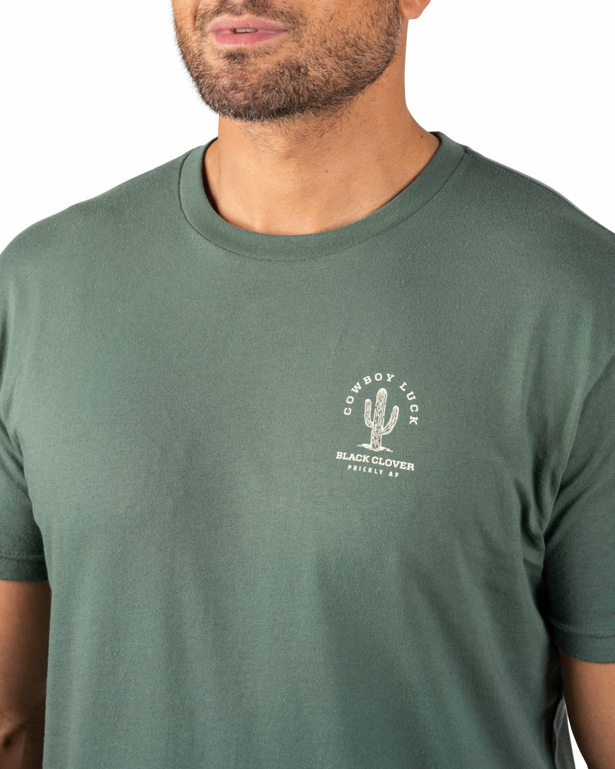 Retro Western Men's Green Graphic Tee with Cactus