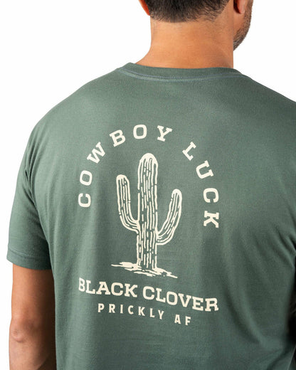 Retro Western Men's Green Graphic Tee with Cactus