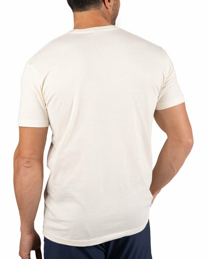 Retro Men's Beige Graphic Tee with Live Lucky Logo