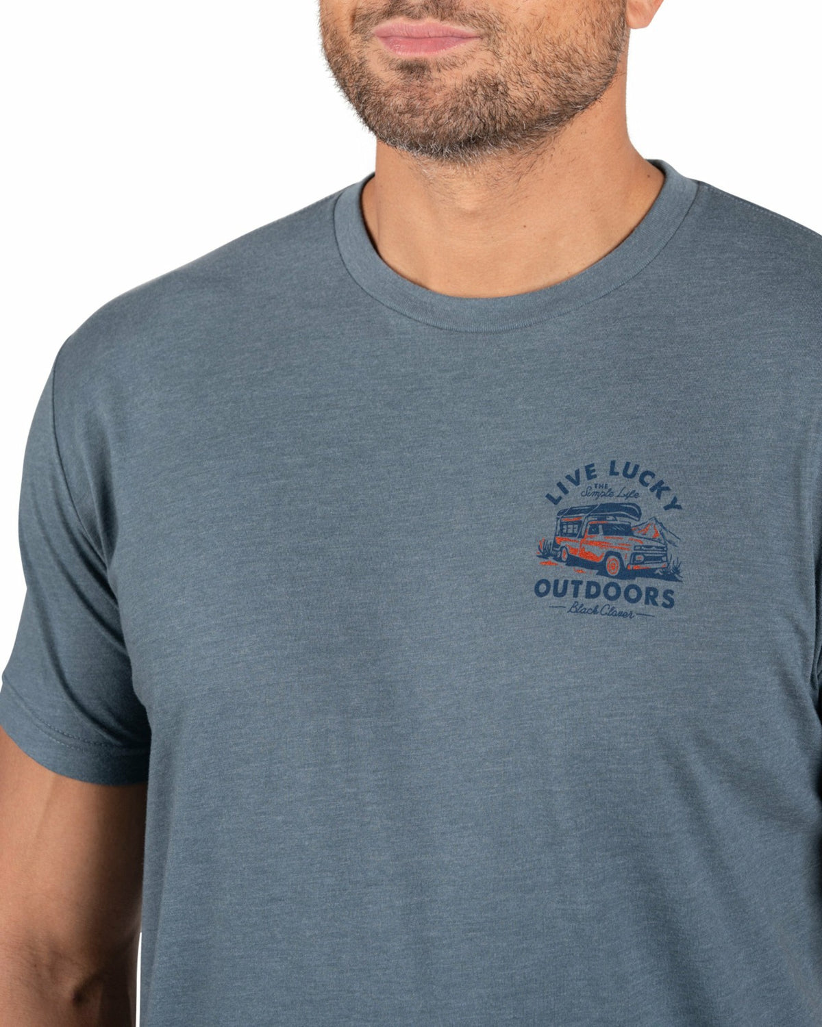 Retro Men's Blue Graphic Tee for Outdoor Lifestyle