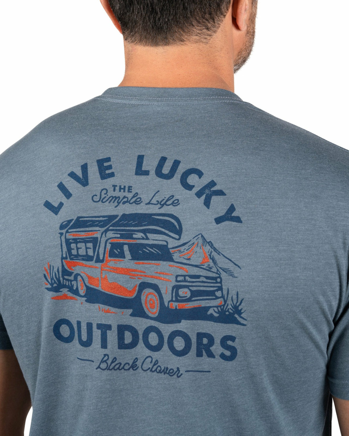 Retro Men's Blue Graphic Tee for Outdoor Lifestyle