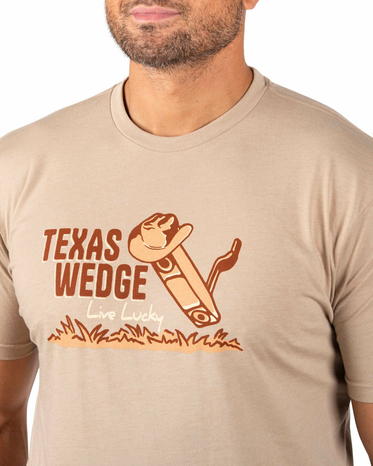 Super Soft Men's Tan Texas Golf Themed Graphic Tee