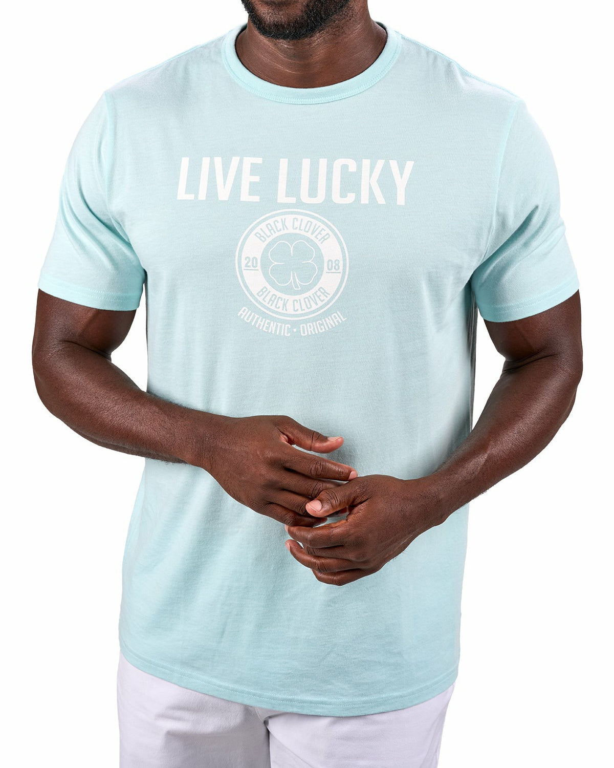 Super Soft Men's Blue and White Graphic Tee