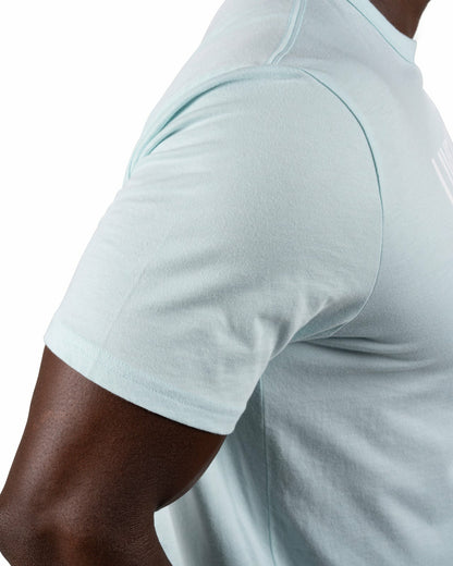 Super Soft Men's Blue and White Graphic Tee