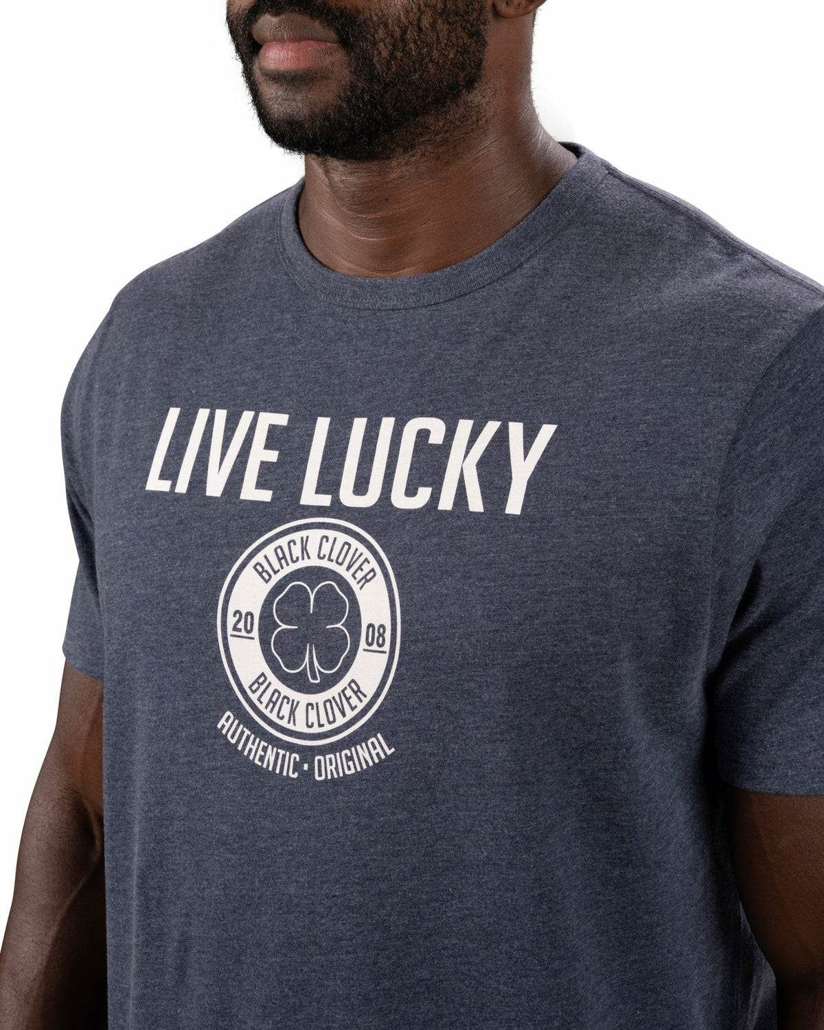 Super Soft Men's Blue and White Graphic Tee