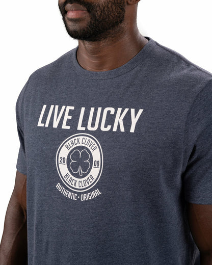 Super Soft Men's Blue and White Graphic Tee