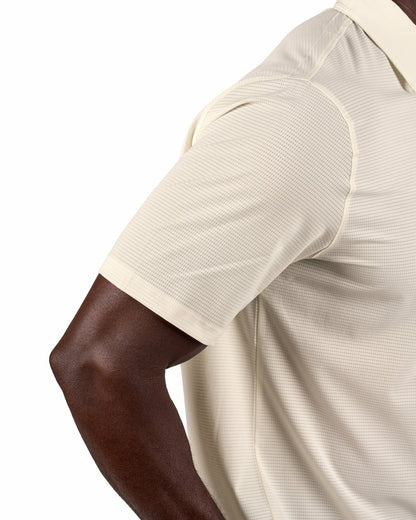 Men's Off-White Mesh Performance Polo for Golf or Business