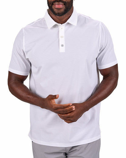 Men's White Mesh Performance Polo for Golf or Business