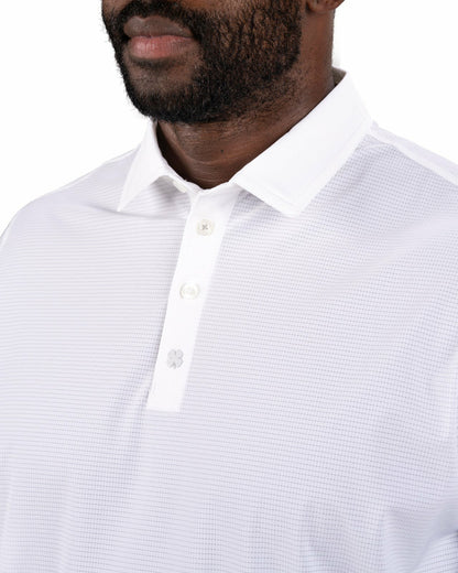 Men's White Mesh Performance Polo for Golf or Business