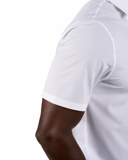 Men's White Mesh Performance Polo for Golf or Business