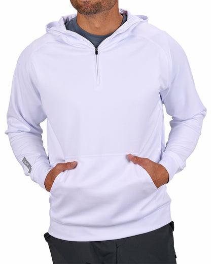 Men's Quarter-Zip White Lightweight Hoodie