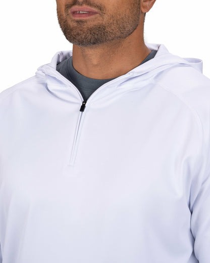Men's Quarter-Zip White Lightweight Hoodie