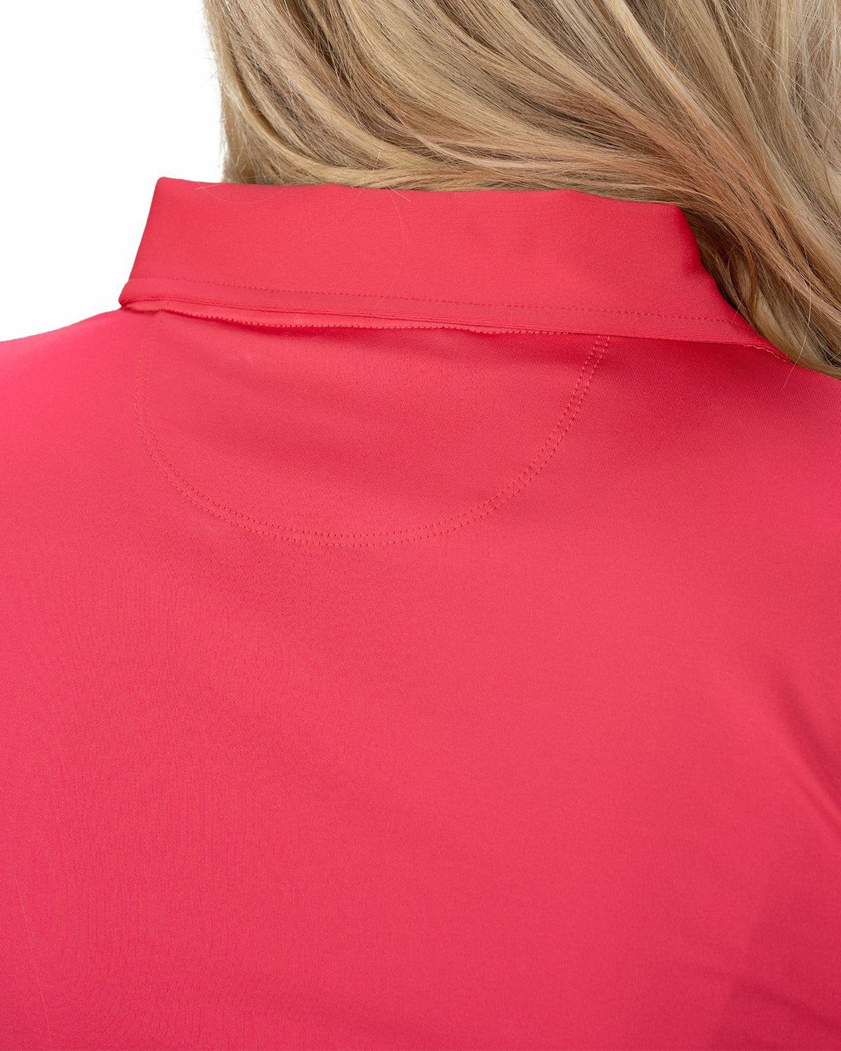Slightly Fitted Women's Five-Button Pink Polo with Accent Piping on Placket