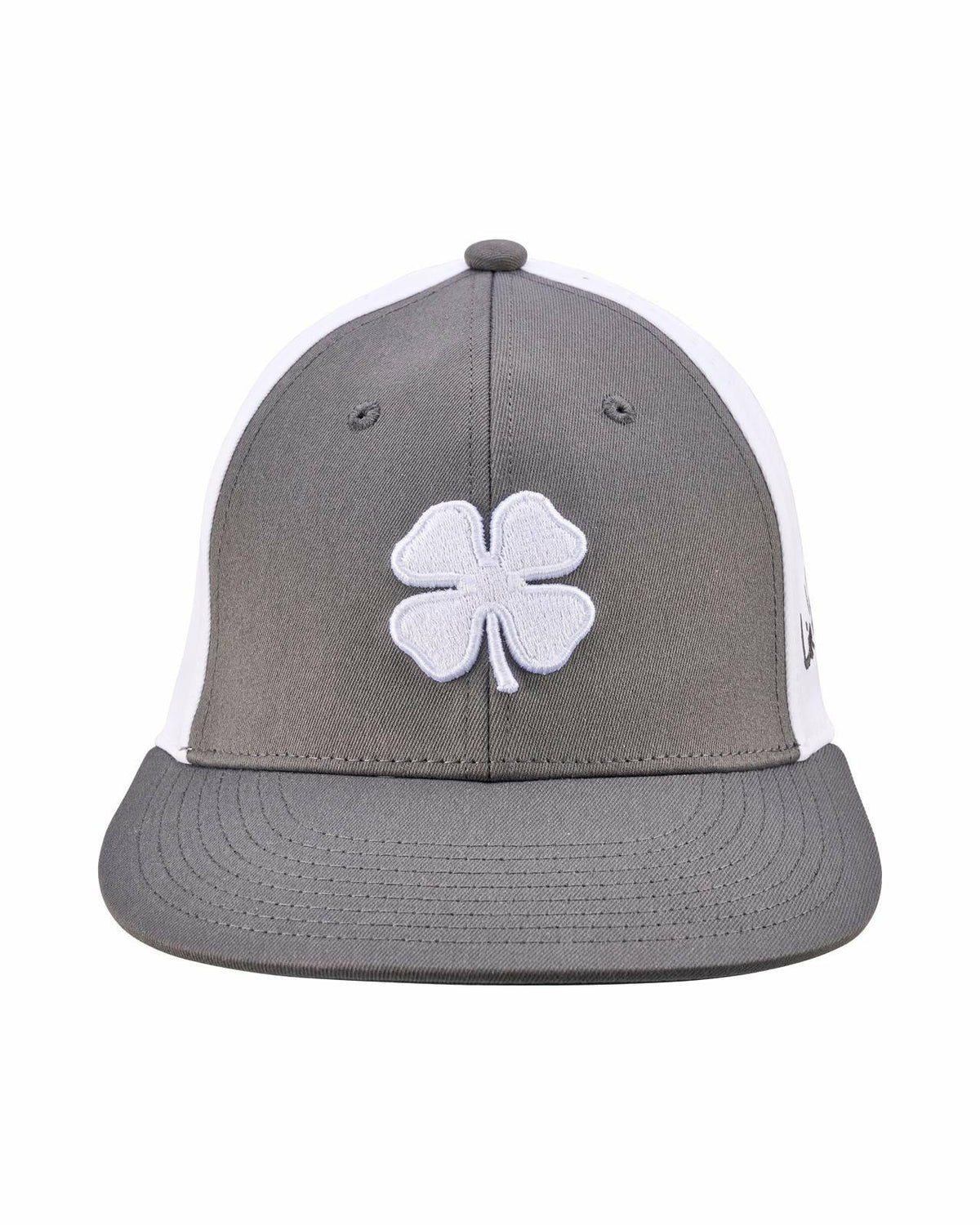 White and Grey Perforated Golf Hat with Clover