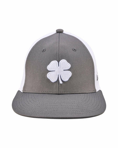 White and Grey Perforated Golf Hat with Clover