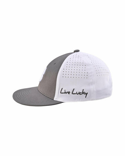 White and Grey Perforated Golf Hat with Clover