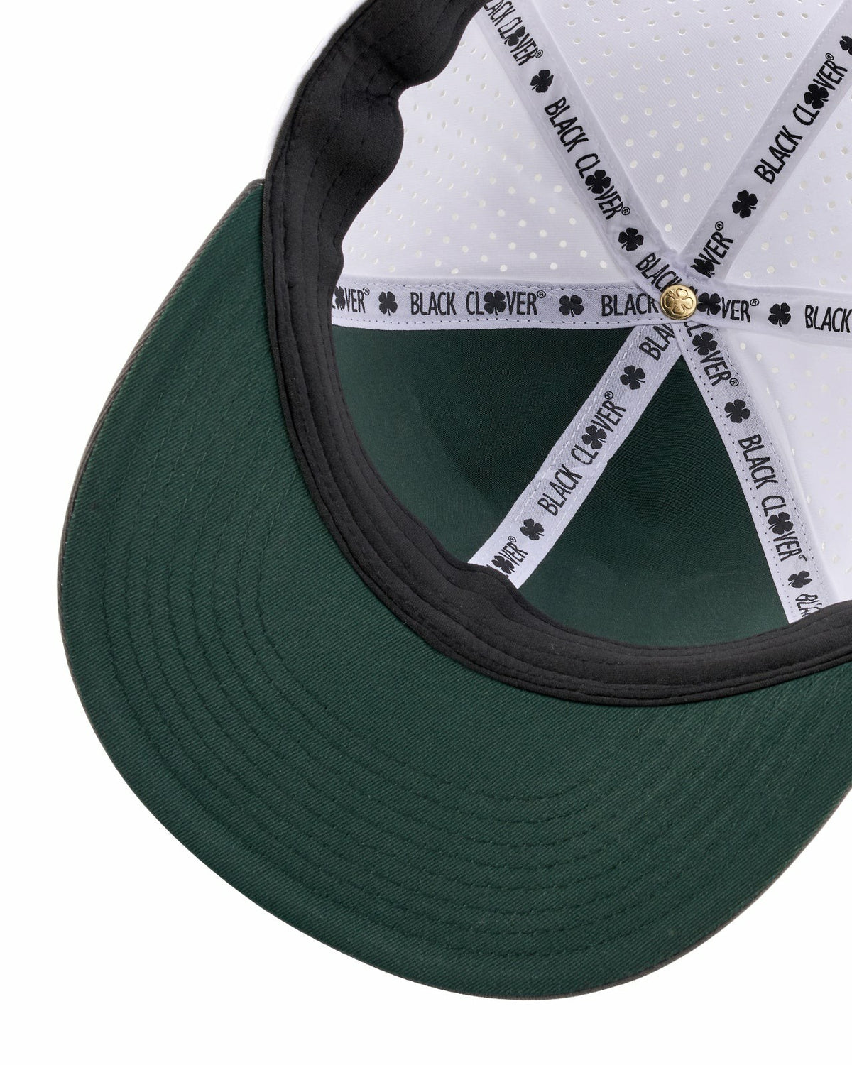 White and Grey Perforated Golf Hat with Clover