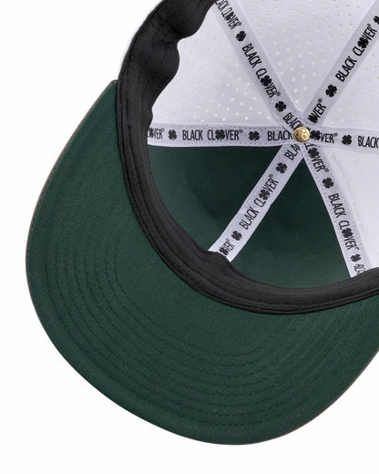 White and Grey Perforated Golf Hat with Clover