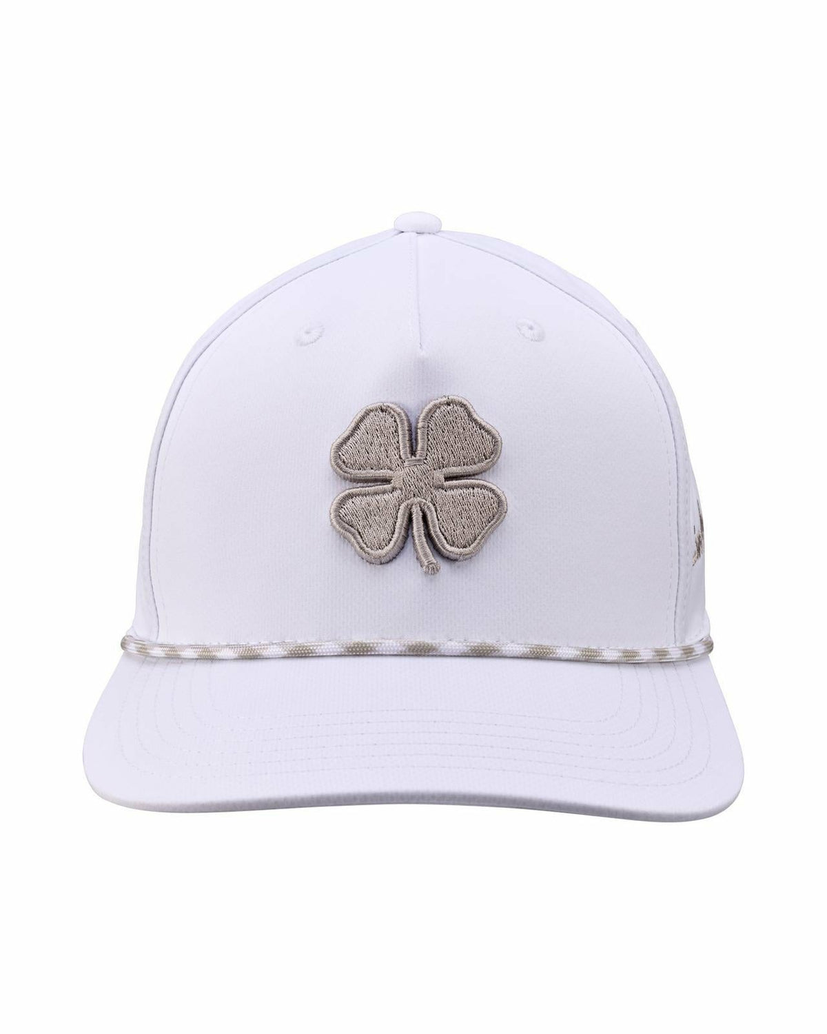Unisex White Summer Rope Snapback Hat with Silver Clover Logo