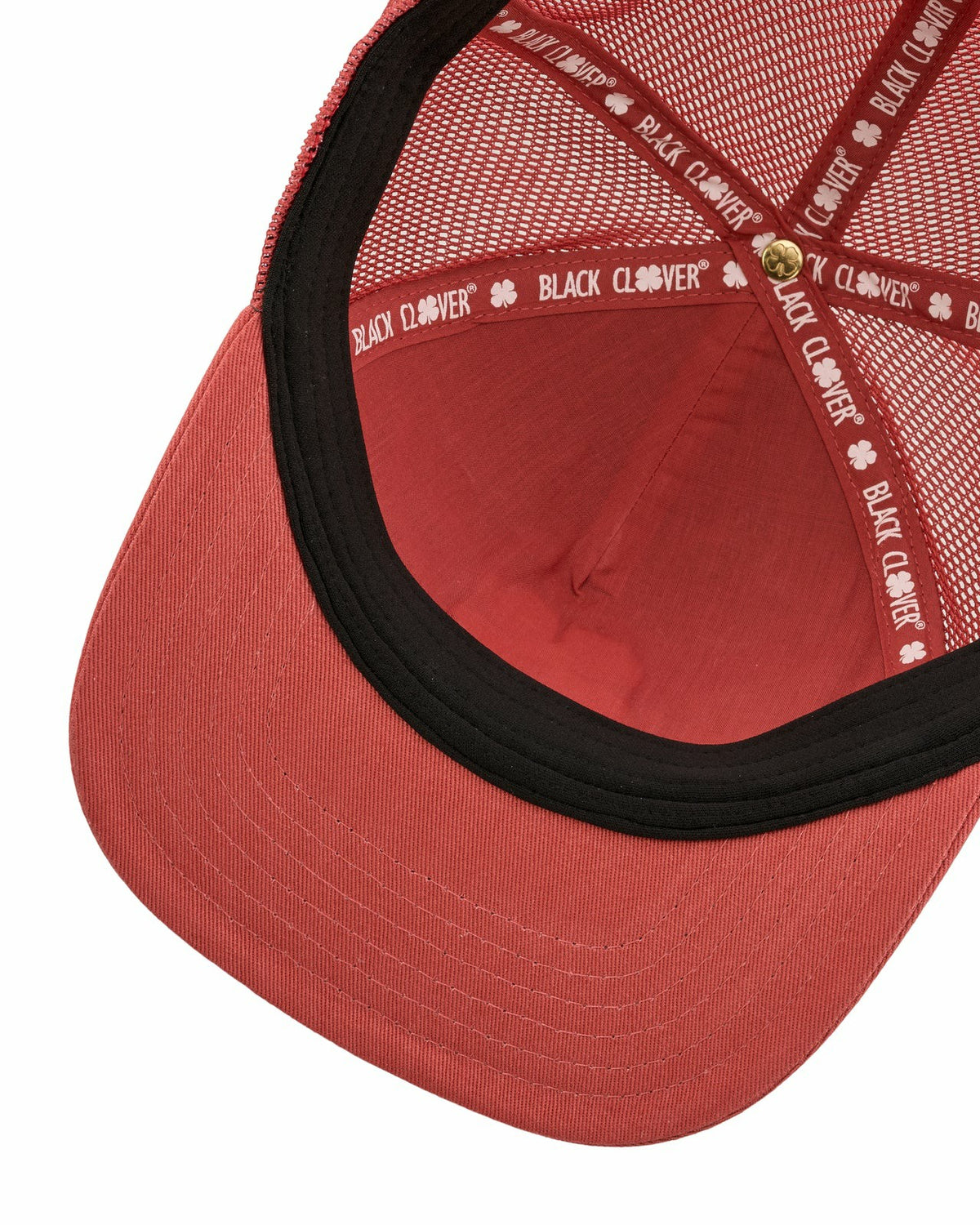 Pink Adjustable Hat with Mesh Back and White Embroidered Clover
