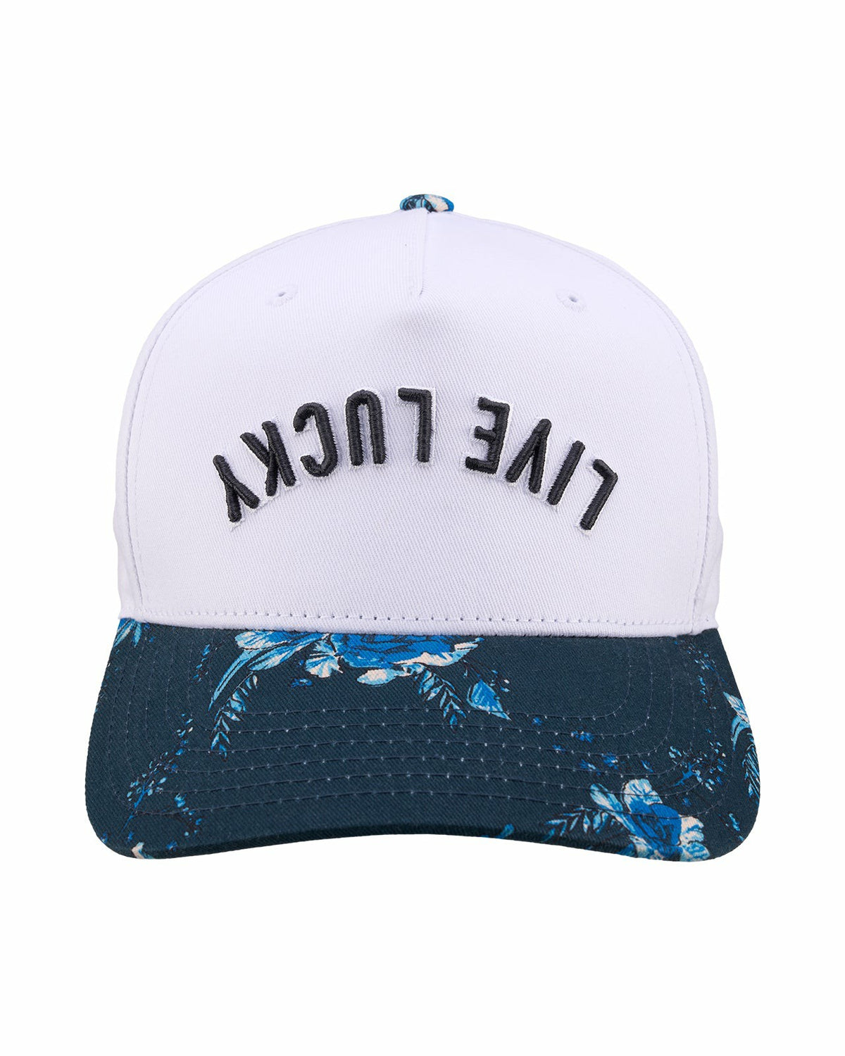 Tropical Vintage-Inspired White and Blue Floral Hat