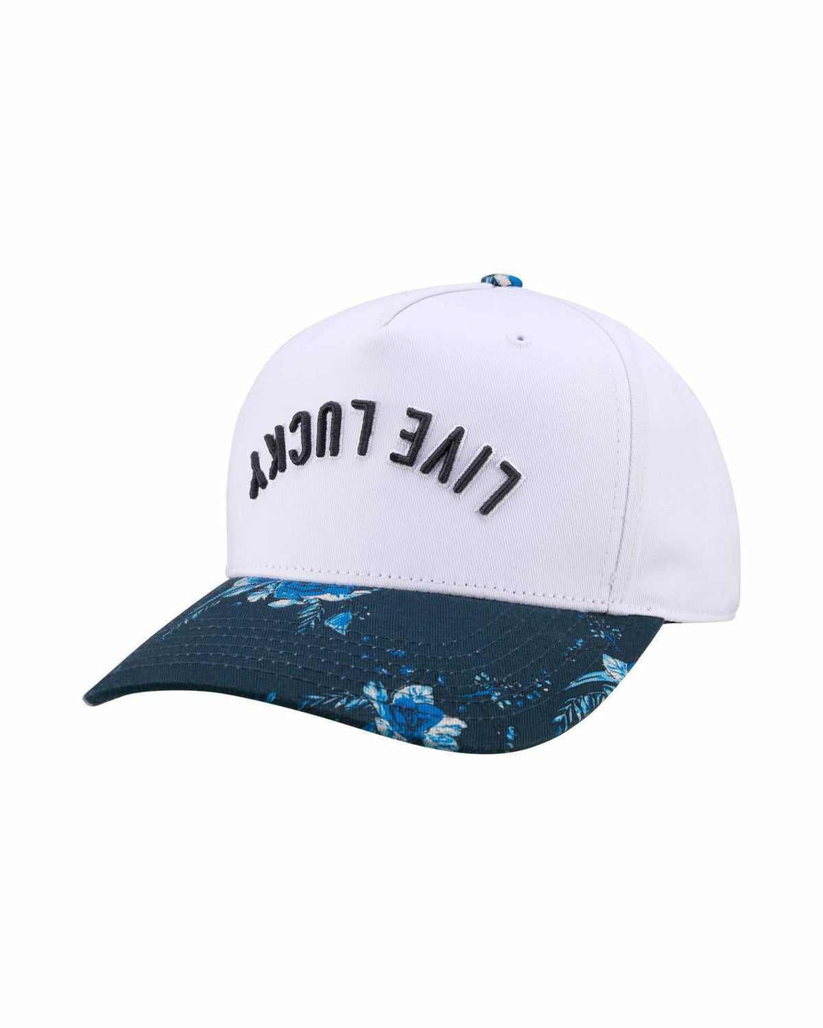Tropical Vintage-Inspired White and Blue Floral Hat