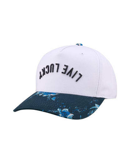 Tropical Vintage-Inspired White and Blue Floral Hat