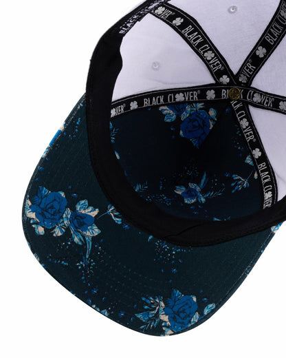 Tropical Vintage-Inspired White and Blue Floral Hat