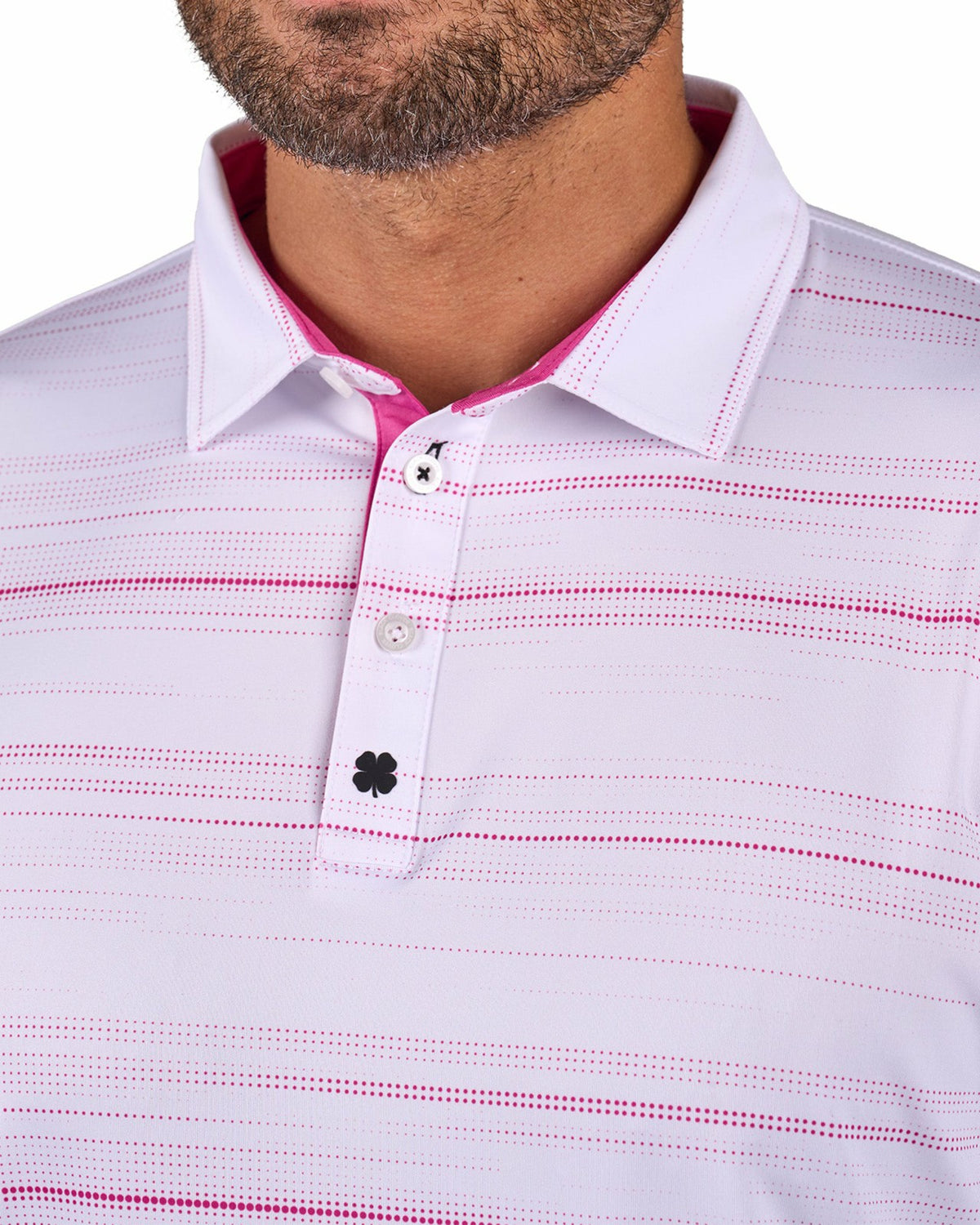 Men's White Versatile Pink Dotted Polo for Golf or Business
