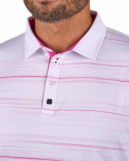 Men's White Versatile Pink Dotted Polo for Golf or Business